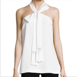 Cinq a sept white halter with tasels NWOT